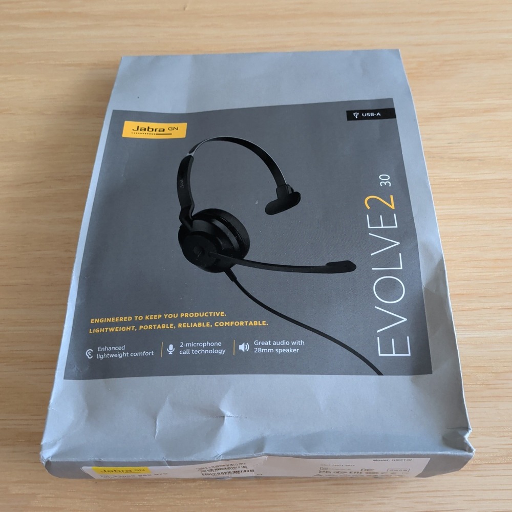 Jabra Evolve2 30 MS 2 Built-in Microphones Wired Headset - Black -NIB F
